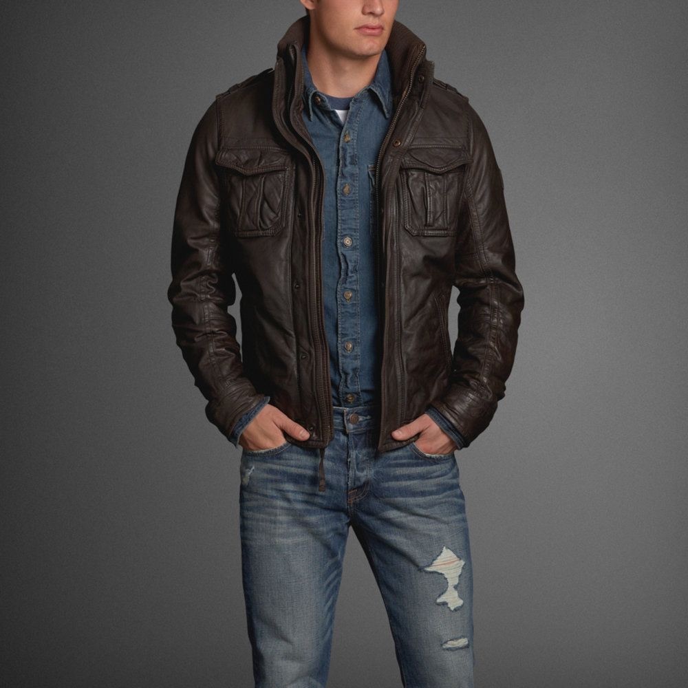 ABERCROMBIE FITCH GENUINE LEATHER BOMBER J…